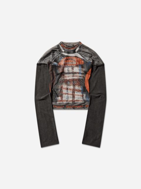 OTTOLINGER Women's Mesh Hybrid Longsleeve Top Racing Plaid