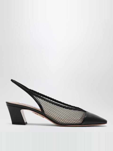 AQUAZZURA Margot black slingbacks in mesh and leather