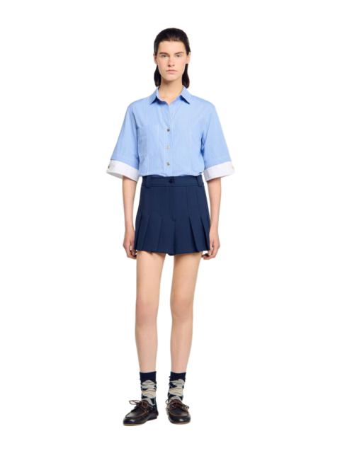 Sandro SANDRO Tailored pleated shorts in Navy Blue at Nordstrom