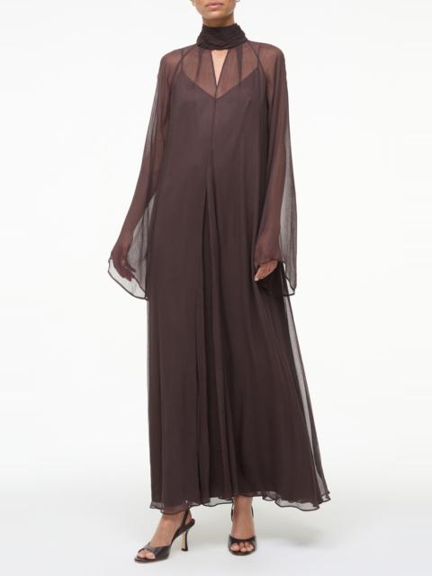 STAUD STAUD Esther Long Sleeve Chiffon Maxi Dress in Earth at Nordstrom