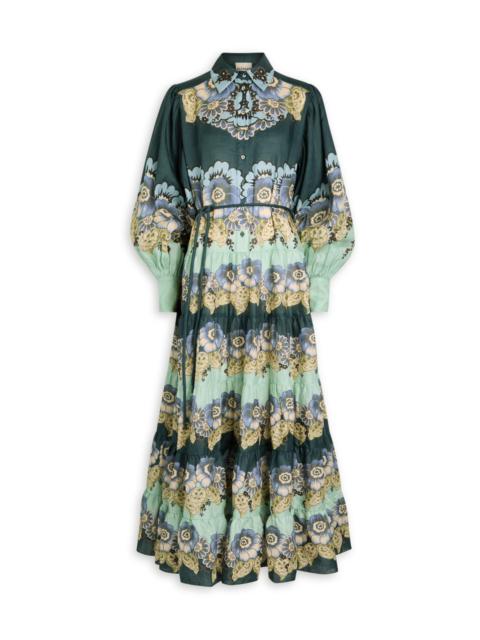 ALÉMAIS Alemais Madalena Printed Ramie Midi Shirt Dress