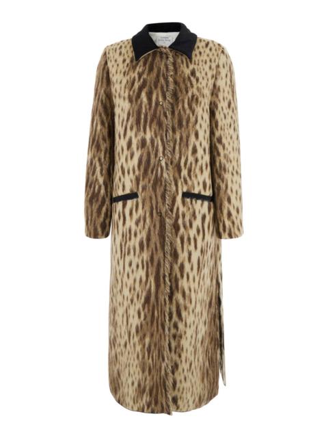 forte_forte Forte_Forte Women Coat 'Royal Leopard' Long Jacquard With Long Sleeves And Front Closure. Beige Colo