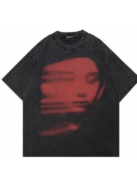 Other Designers Japanese Brand - Kurosawa x Aoi Black T-shirt Washed Red Face