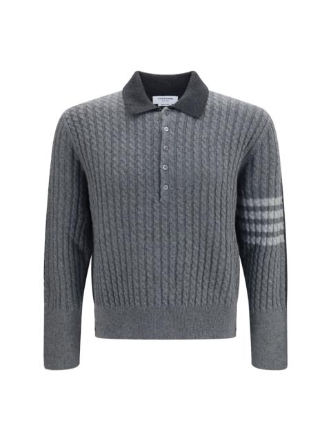 Thom Browne Thom Browne 4-Bar Cable-knit Polo Sweater Grey