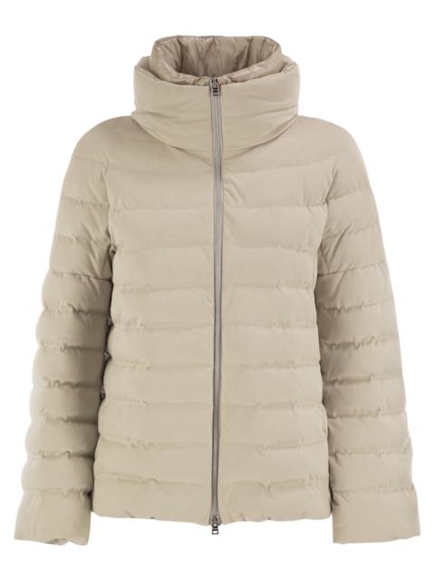 Herno Herno Women Technical Suede-Effect Down Jacket With Padded High Collar