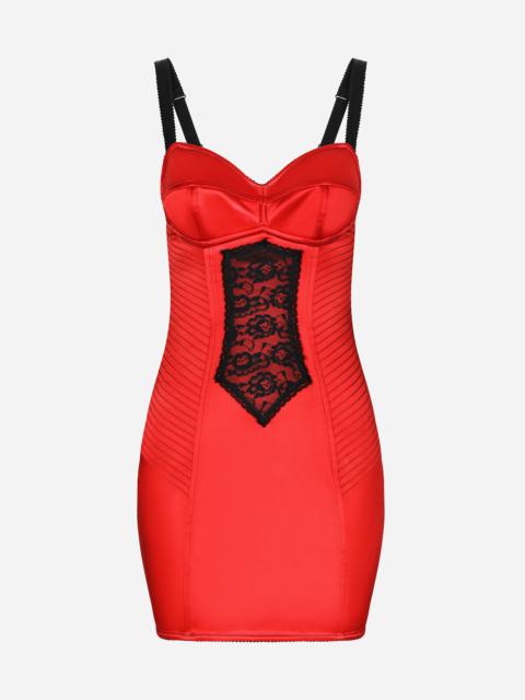Dolce & Gabbana Short satin dress with lace details
