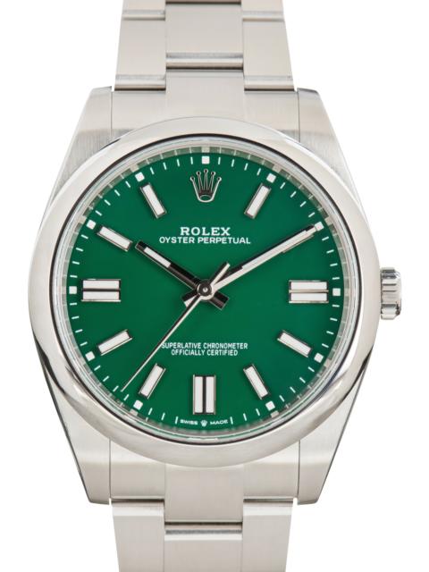 ROLEX Used Stainless Steel Rolex Oyster Perpetual 41 Green Dial Ref 124300