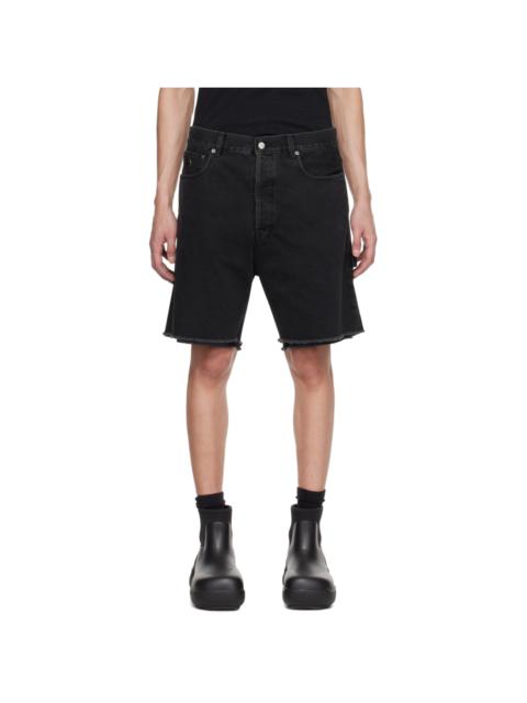 Black Raw Edge Denim Shorts