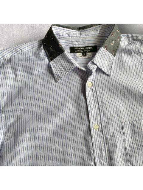Comme Des Garçons Homme Deux Paisley Patch Collar Stripe Shirt