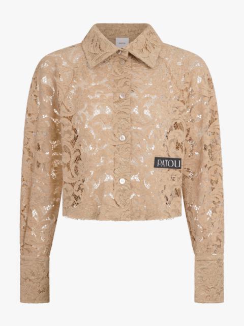 PATOU LACE CROPPED L/S SHIRT | SAND BEIGE