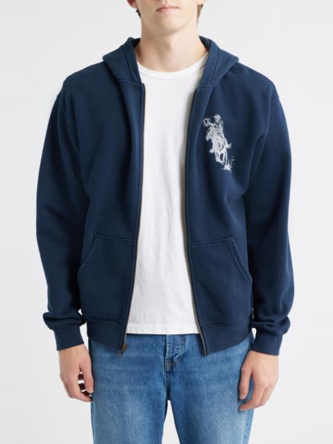 One Of These Days ONE OF THESE DAYS Barbed Graphic Zip Hoodie in Hard Washed Navy at Nordstrom