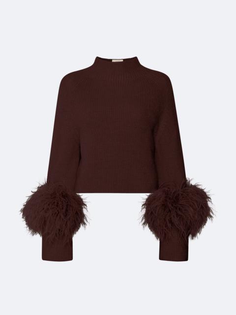 LAPOINTE Merino Mock Neck Sweater With Feathers