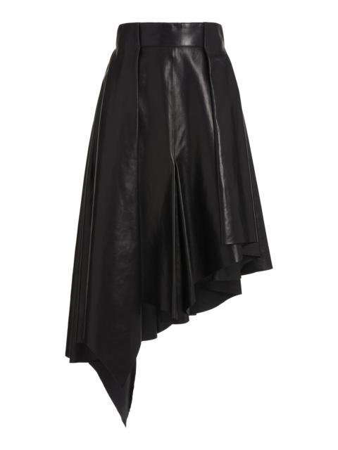 Asymmetric Leather Midi Skirt black