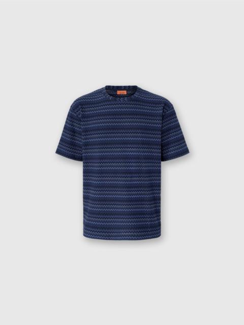 Missoni Missoni Crew Neck T-shirt With Micro Zigzag in Blue at Nordstrom