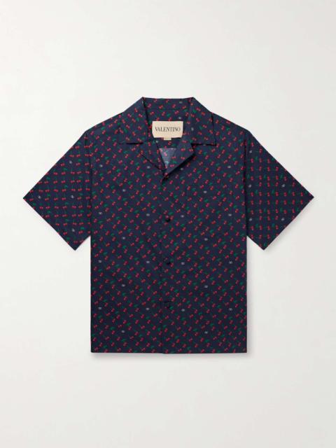Valentino Camp-Collar Printed Cotton-Poplin Shirt