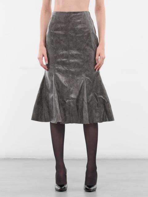 ELENA VELEZ Brown Leather Kelp Midi Skirt