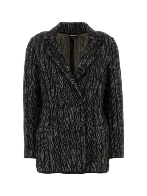 GIORGIO ARMANI Embroidered stretch cashmere blend blazer
