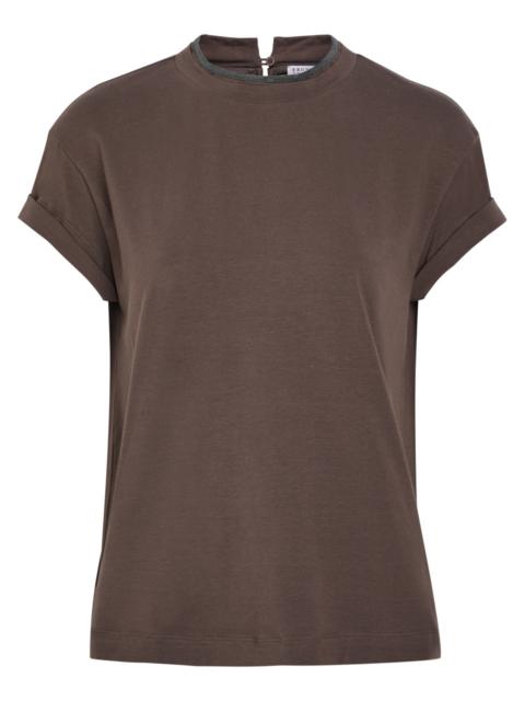 Brunello Cucinelli Brunello Cucinelli Crystal-embellished Stretch-cotton T-shirt
