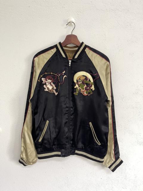 Other Designers Vintage - Vintage Sukajan Raijin fujin embroidery rayon bomber jacket