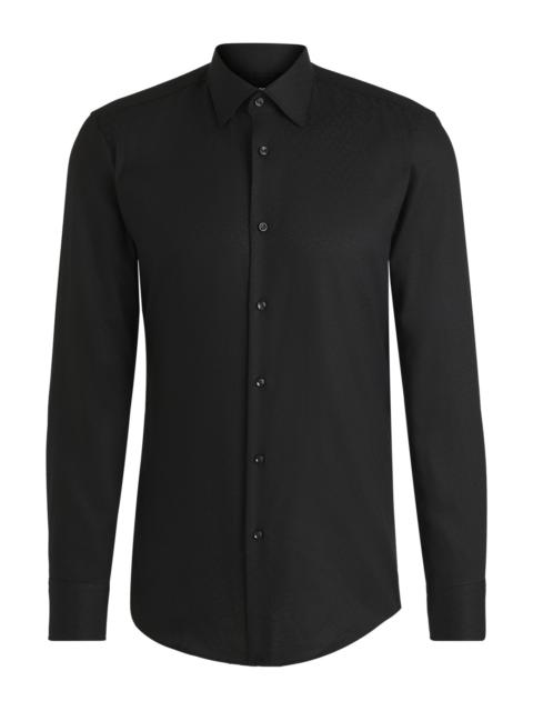 BOSS SLIM-FIT SHIRT WITH LEAF JACQUARD