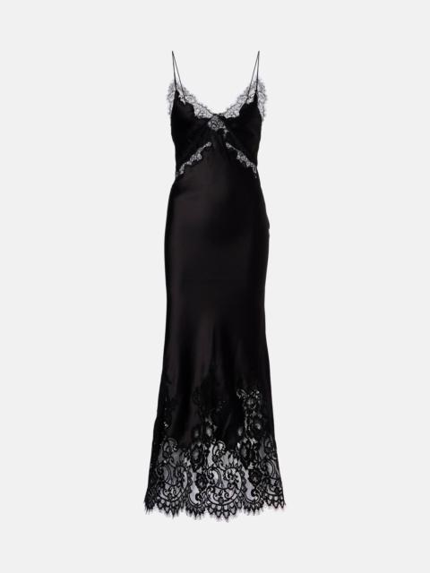 REBECCA VALLANCE Tamera lace-trimmed satin slip dress
