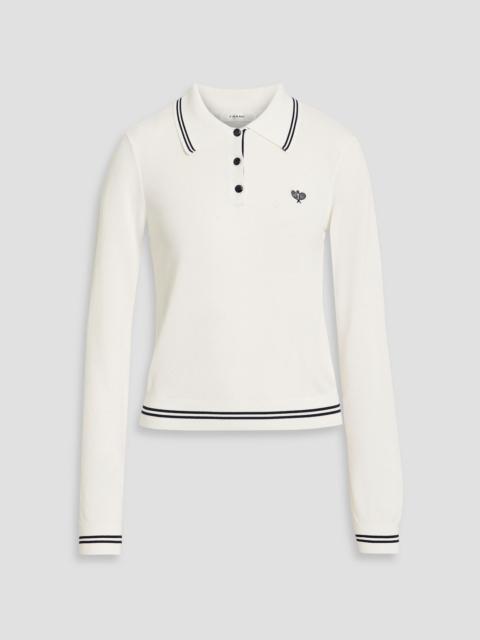 FRAME Embroidered modal and cotton-blend polo shirt