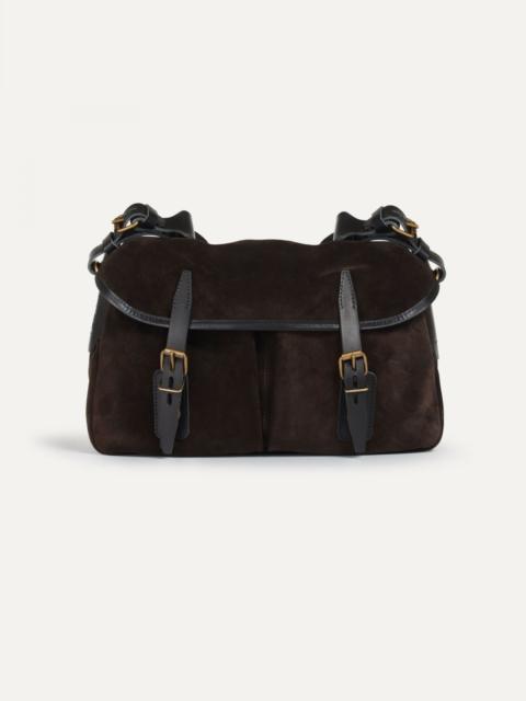 Bleu de Chauffe MUSETTE S FISHERMAN'S BAG / SUEDE  -  DARK BROWN