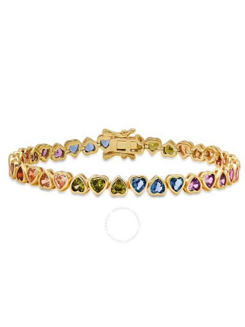 Other Designers Kylie Harper 14k Gold Over Silver Bezel-set Multi Color Heart CZ Tennis Bracelet