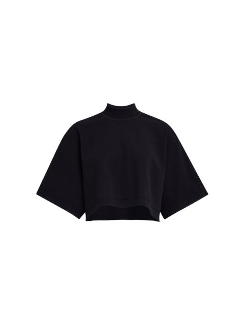 Alaïa Oversized Cotton-Wool Crop Top black