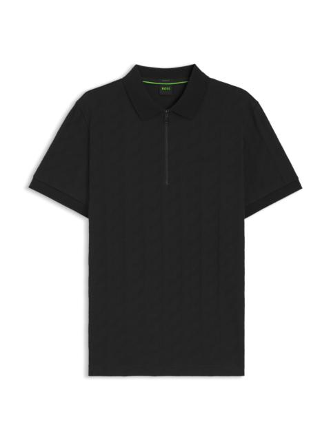 BOSS MERCERISED-COTTON POLO SHIRT WITH JACQUARD PATTERN