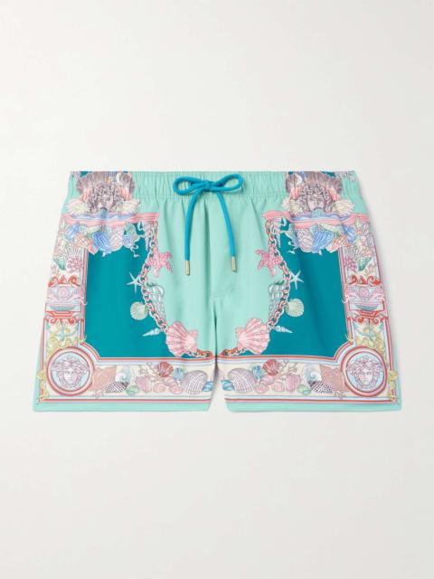 Straight-Leg Mid-Length Printed Swim Shorts