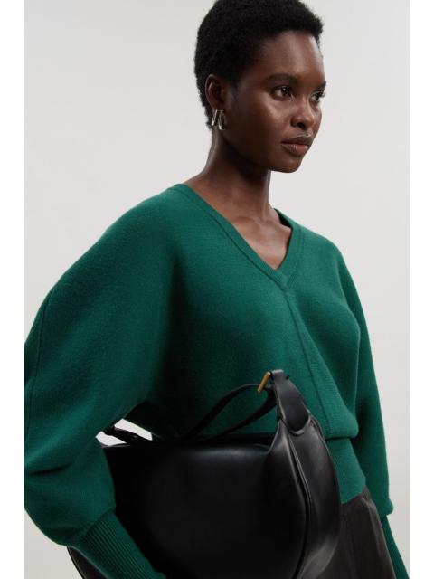 KAREN MILLEN Compact Wool Look V Neck Batwing Knit Jumper