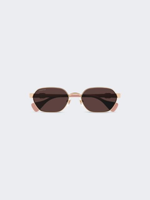 GUCCI Round Frame Sunglasses Shiny Rose Gold
