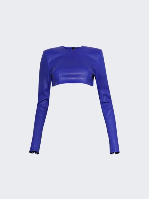 LaQuan Smith Cropped Long Sleeve Shirt Royal