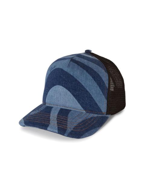 Marmo-print denim trucker cap