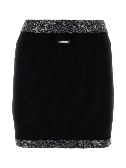 Miu Miu Black Stretch Cashmere Blend Mini Skirt