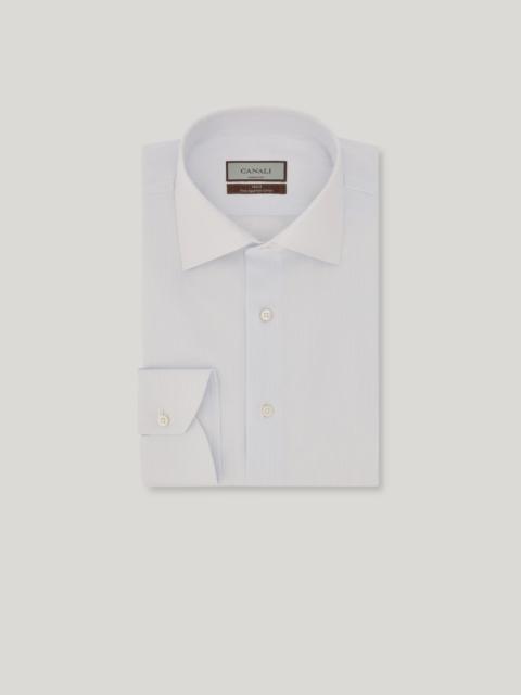 Canali WHITE AND LIGHT BLUE STRIPED 140/2 COTTON REGULAR-FIT FORMAL SHIRT