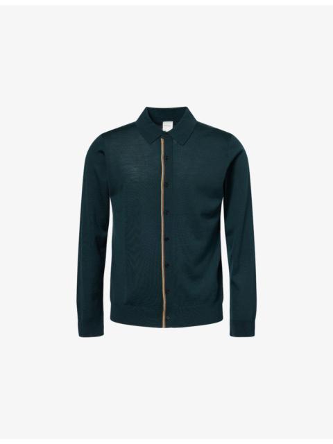 Paul Smith Stripe-Trim Knitted Merino-Wool Cardigan