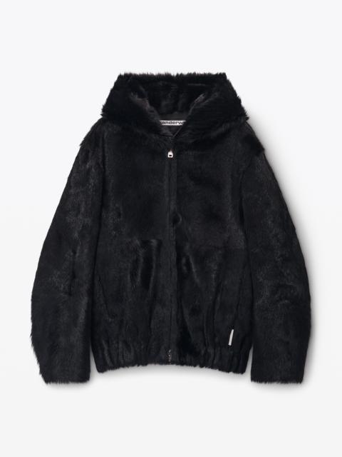 Alexander Wang Zip-Up Hoodie in Calf Hair