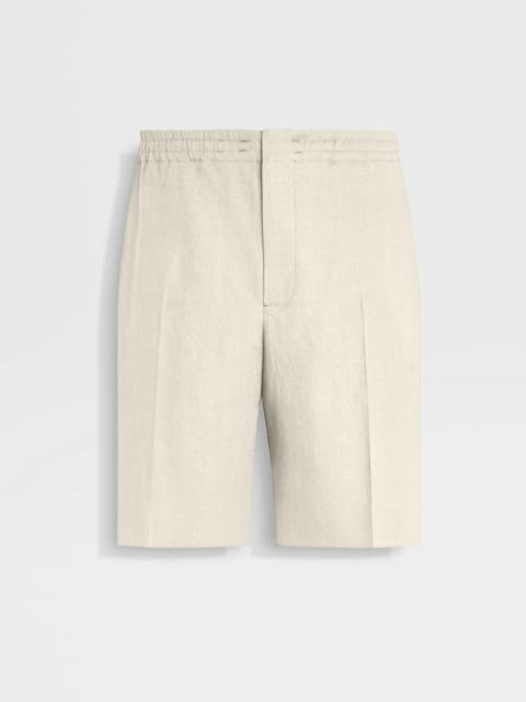 ZEGNA WHITE OASI LINO SHORTS