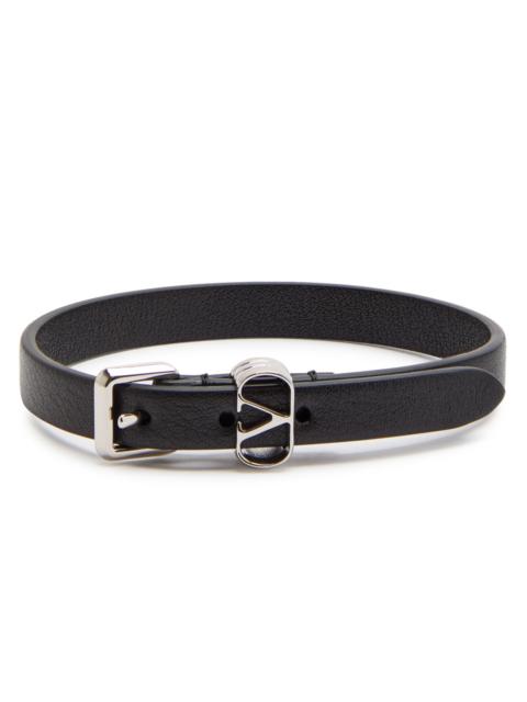 Valentino Valentino Garavani Vlogo Plaque Leather Bracelet