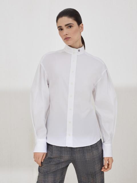 Brunello Cucinelli Stretch cotton poplin shirt with shiny collar detail