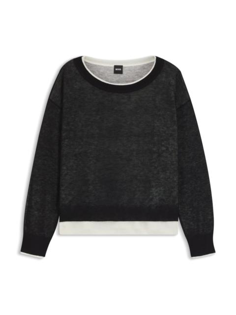 BOSS KNITTED SWEATER WITH LAYERED DESIGN