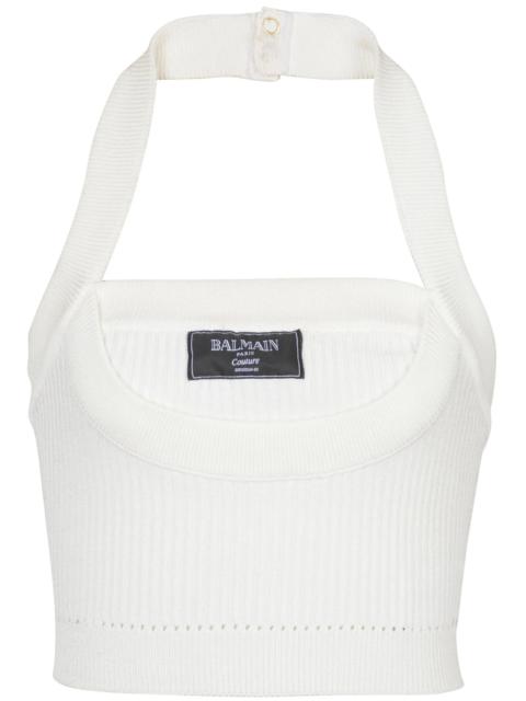 Balmain ribbed halterneck top