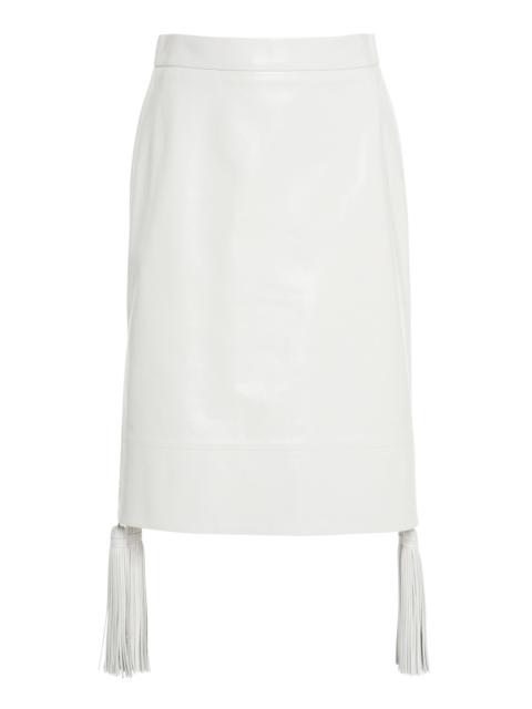 Bottega Veneta Leather Midi Skirt white