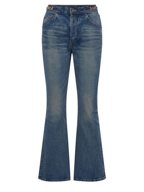 CELINE Dylan flared jeans with signature in union wash denim