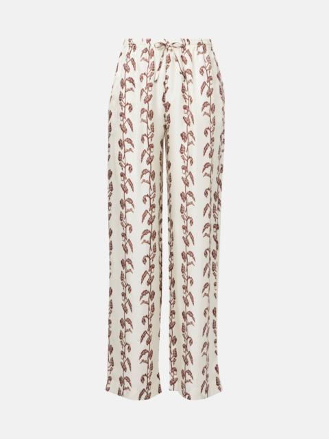 ASCENO Aurelia silk twill wide-leg pants