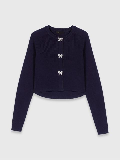 maje Jewelled bow-button cardigan