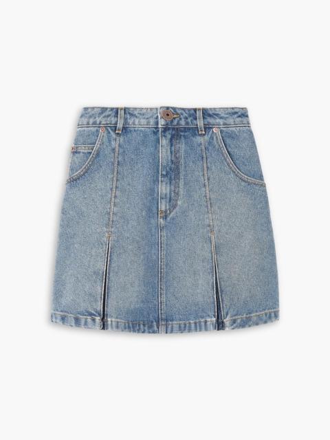 Balmain Pleated denim mini skirt