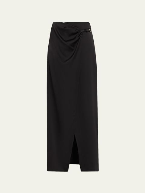 L'AGENCE Emmarie Satin Buckle Maxi Skirt